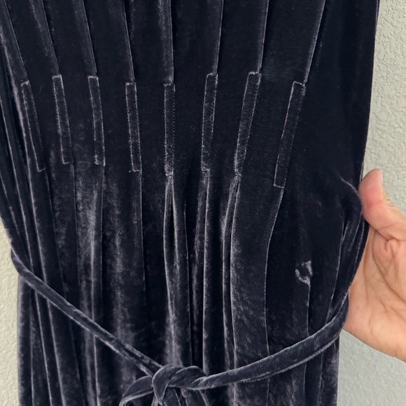 Vintage Velvet Silk Maxi Dress Sleeveless Empire Whimsigoth Y2K Dark Purple S - Picture 6 of 12